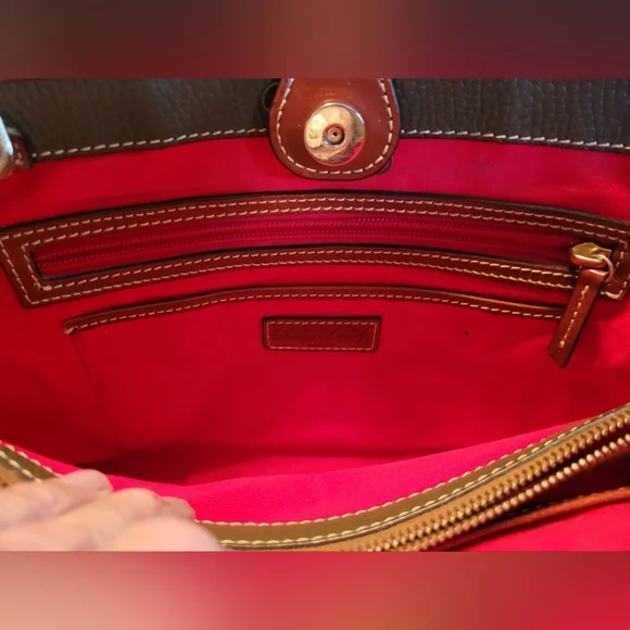 Dooney & Bourke Gray and Red Leather Tote Bag - Picture 7 of 14